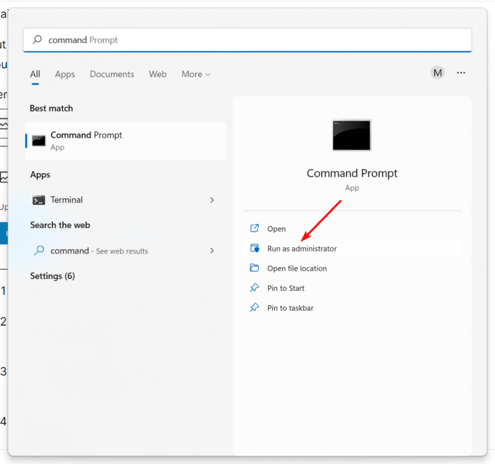 Opening Command Prompt as an administrator