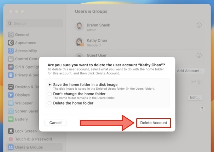 Delete Account Button Macos Ventura