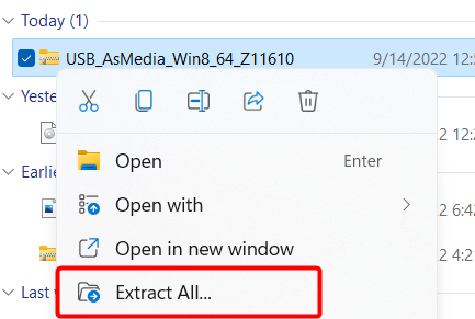 Extracting USB Drivers folder