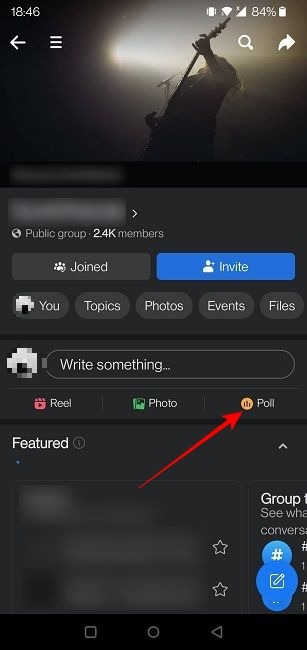 Facebook Poll Mobile New Poll Button