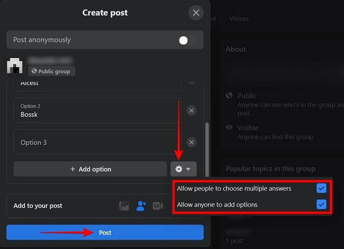 Facebook Poll Pc Additonal Options