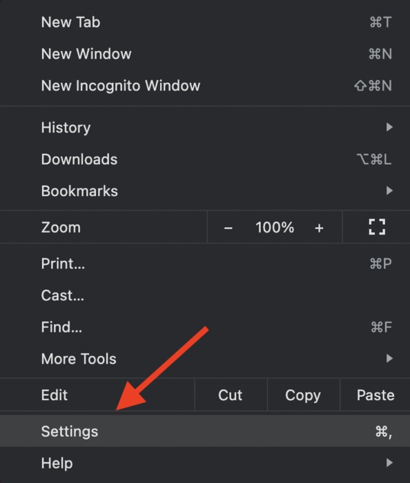 Opening Google Chrome's settings menu