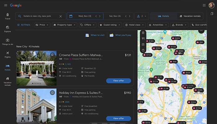 Google Flights Hotel