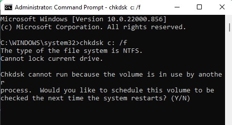 How To Fix Copy Paste Not Working In Windows Run Cmd Chkdsk Y