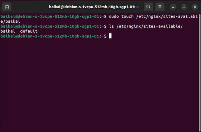 Install Baikal Linux 07 Create Nginx Config