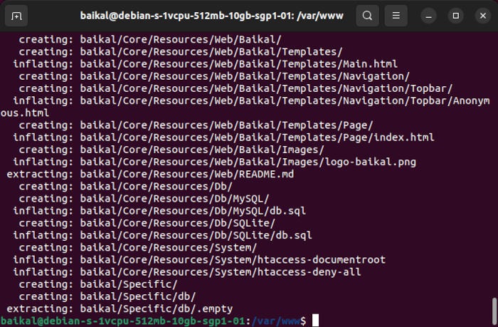 Install Baikal Linux 09 Unzip Binary Archive