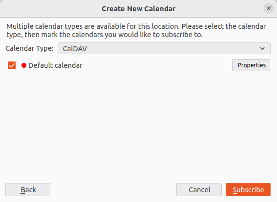 Install Baikal Linux 22 Set Calendar Type