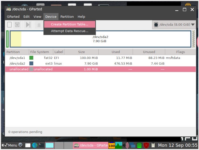 Install Puppy Linux 10 Create New Partition Table