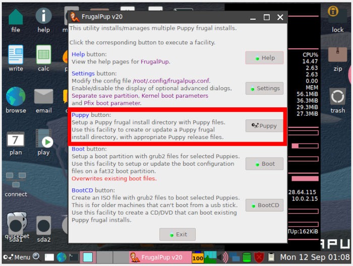 Install Puppy Linux 19 Puppy Button