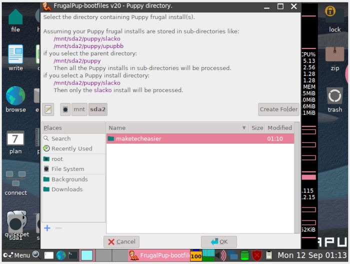 Install Puppy Linux 25 Frugalpup Boot Find Root Folder