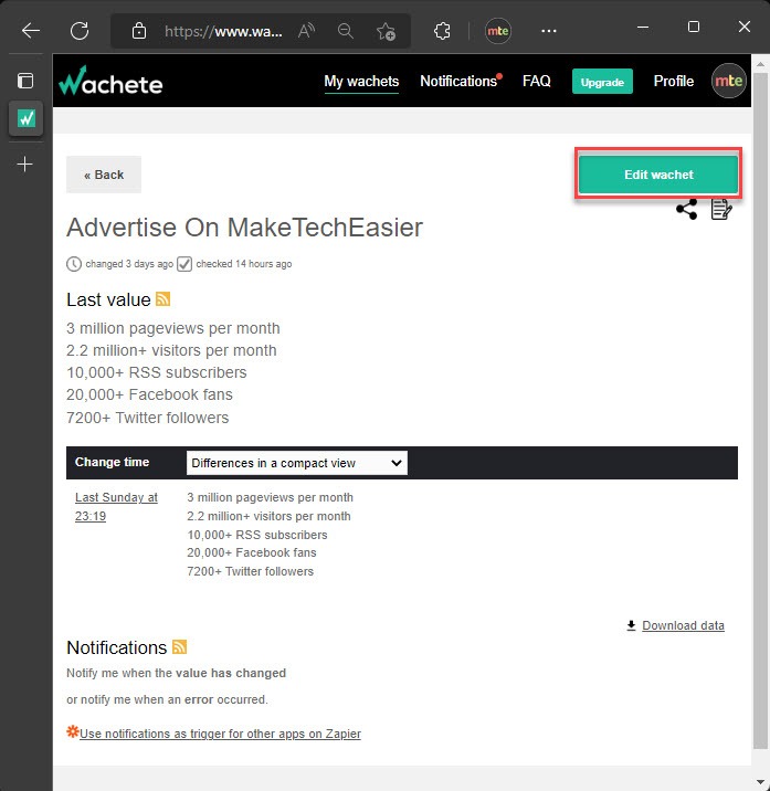 Monitoring Website Changes Wachete Wachetstats Editwachet