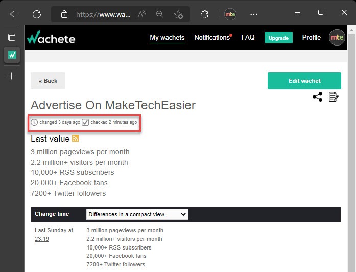 Monitoring Website Changes Wachete Wachetstats Lastchecked