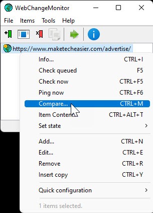Monitoring Website Changes Wcm Main Contextmenu Compare