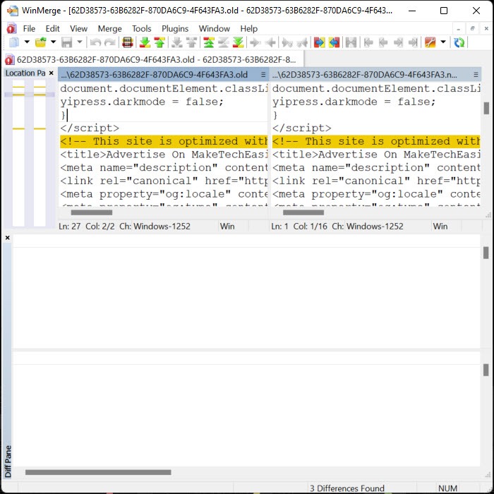 Monitoring Website Changes Winmerge Main Comparison