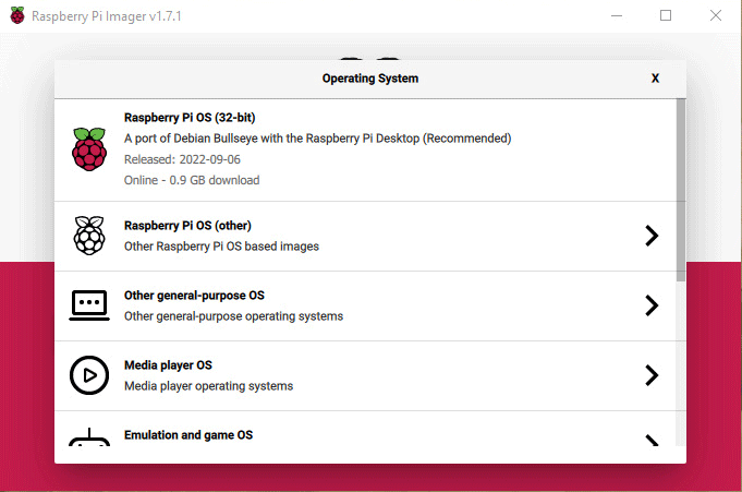 Raspberry Pi Imager Choose Os