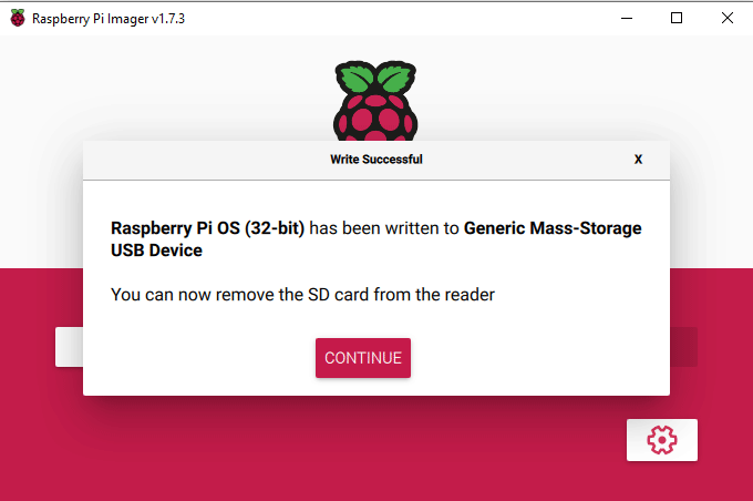 Raspberry Pi Imager Finished