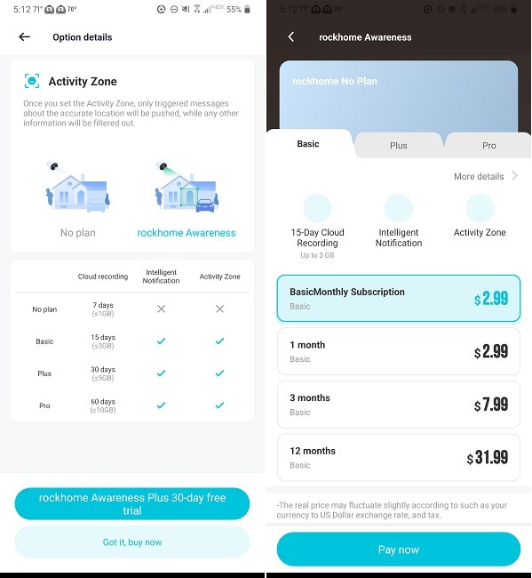 Rock Space C1 Smart Wireless Outdoor Camera With Spotlight Review Plan
