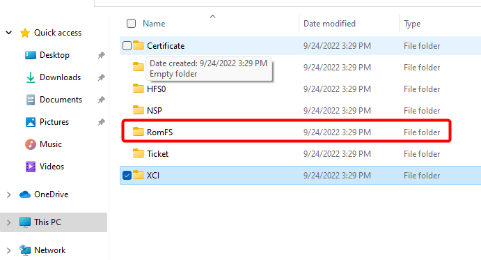 Opening the RomFS Folder
