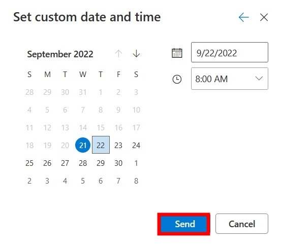 Schedule Outlook Emails Web Custom Schedule