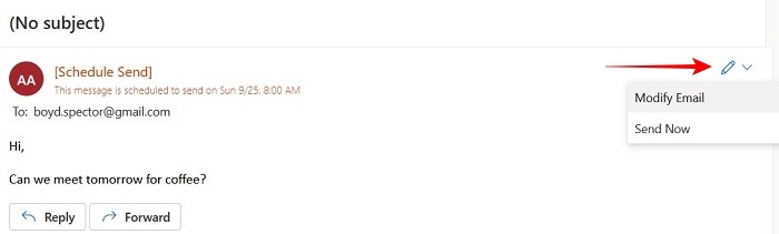 Schedule Outlook Emails Web Draft Edit