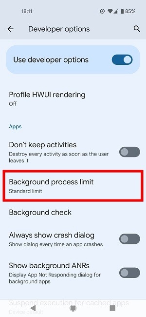 Stop Apps Running Background Android Dev Options Background Process Limit