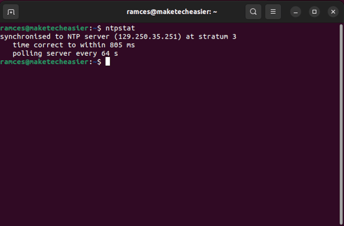 Sync Linux Time Ntp 03 Ntpstat Running