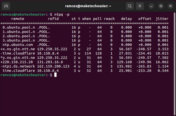 Sync Linux Time Ntp 04 Ntpq List Timeservers