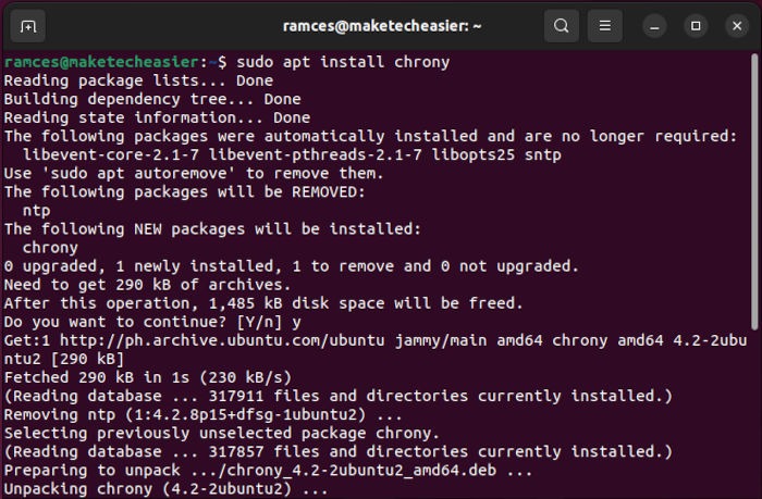 Sync Linux Time Ntp 07 Apt Install Chrony