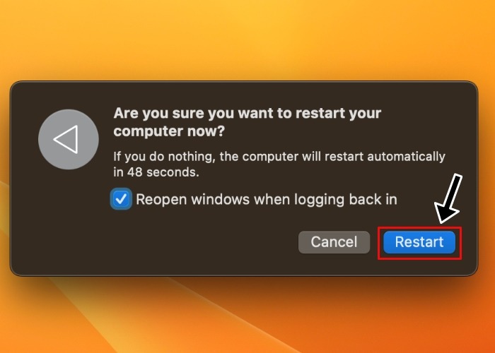 Touch Bar Apple Menu Restart