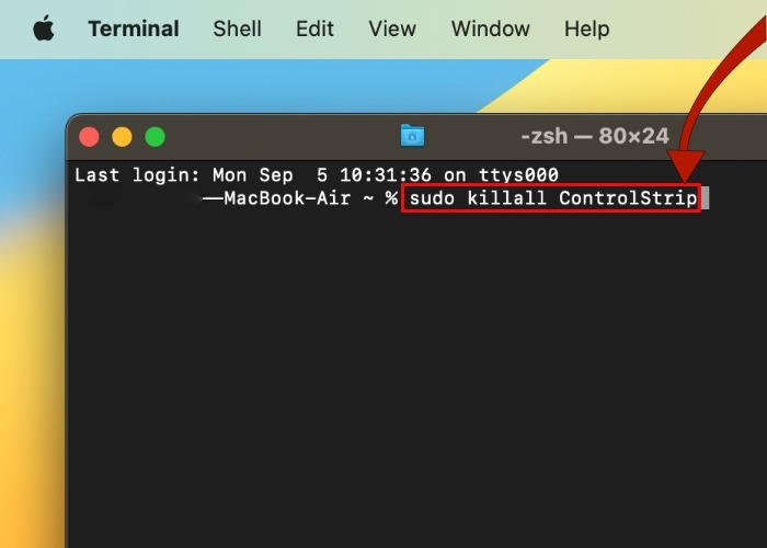 Touch Bar Terminal Killall