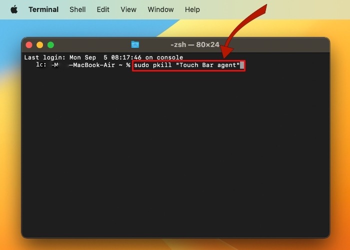 Touch Bar Terminal Sudo Pkill