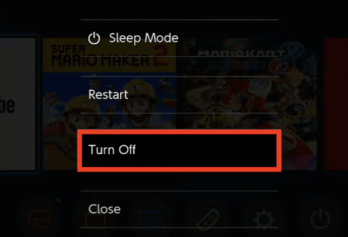 Turning off Nintendo Switch