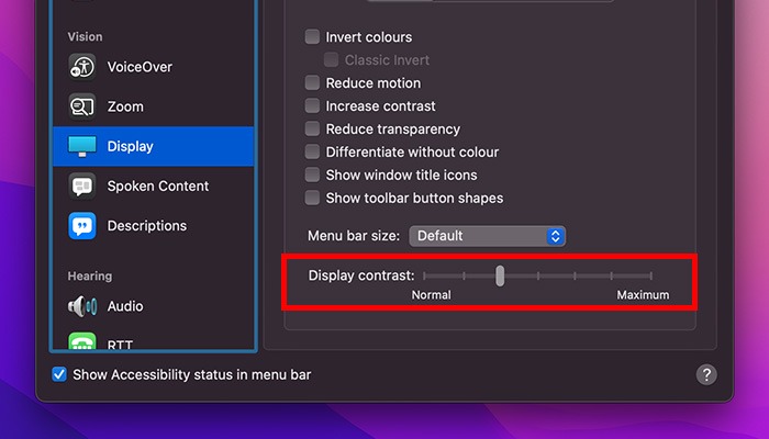 What Is Accessibility Mac Display Contrast