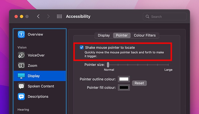 What Is Accessibility Mac Shake Pointer Settings