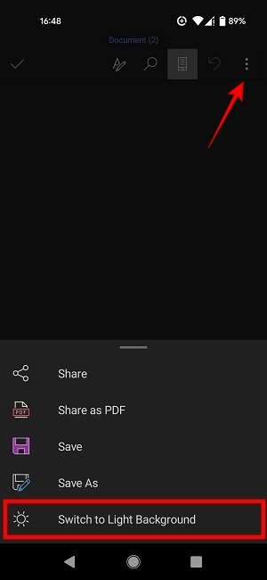 Word Dark Mode Mobile Switch Light Background Now