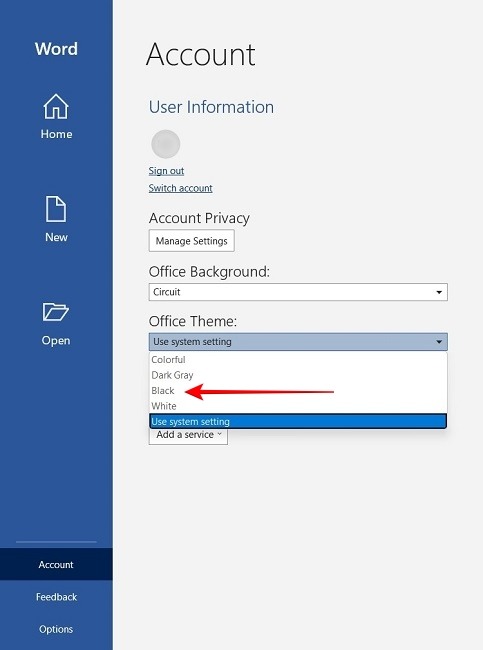 Word Dark Mode Pc Black Theme