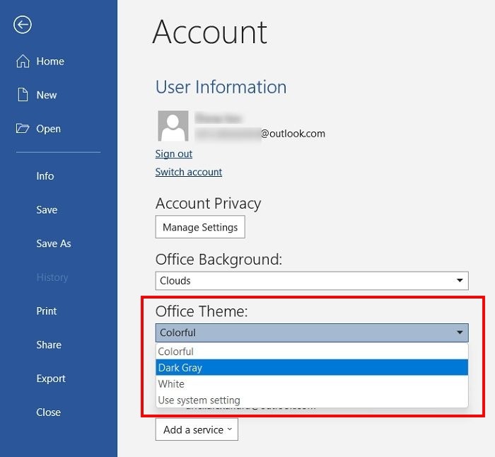 Word Dark Mode Pc Office Theme
