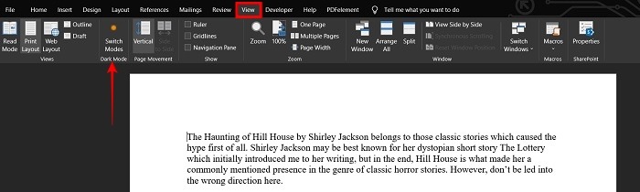 Word Dark Mode Pc Switch