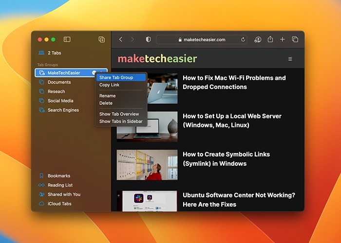 10 Macos Ventura Features You Should Tweak Click Share Tab Group