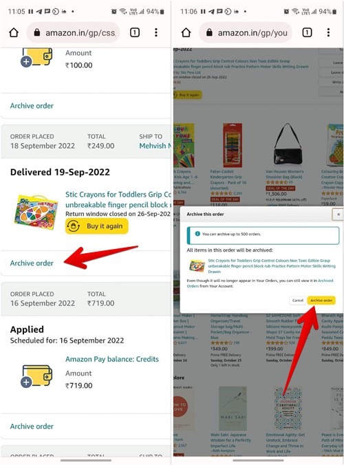 Amazon Mobile Archive Order 