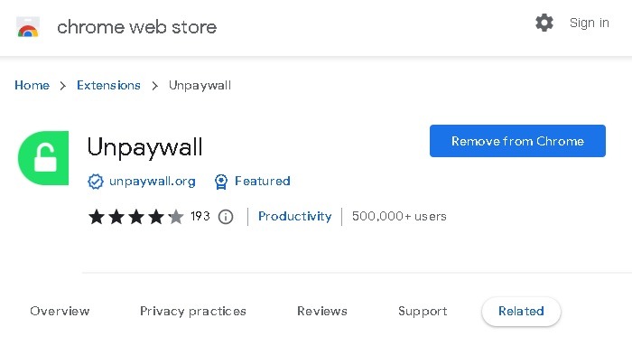 Bypass Paywalls Unpaywall Installed