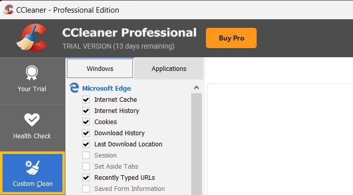 Ccleaner Custom Clean