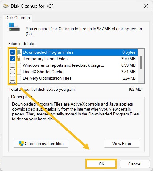 Disk Cleanup Choose Files To Delete