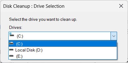 Disk Cleanup Choose Partitions 1