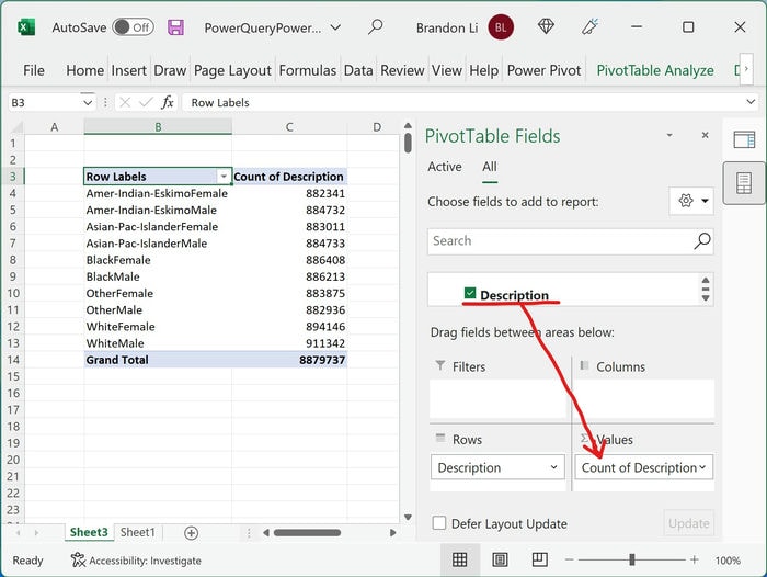 Excel Power Pivot Field Count Of Description