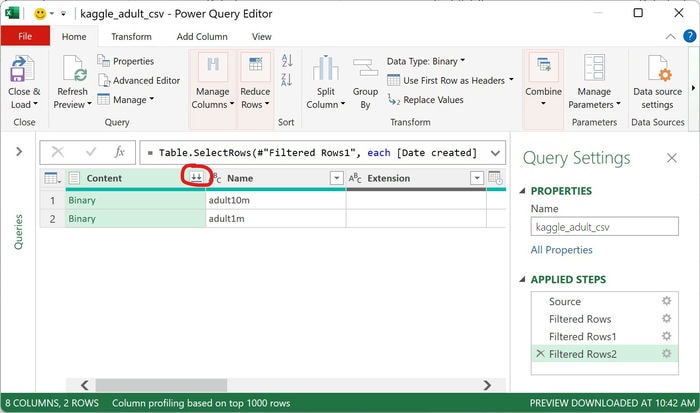 Excel Power Query Editor After Filter Date