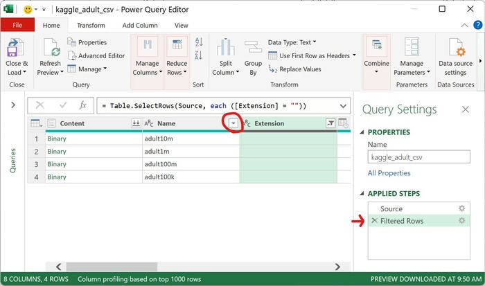 Excel Power Query Editor Name