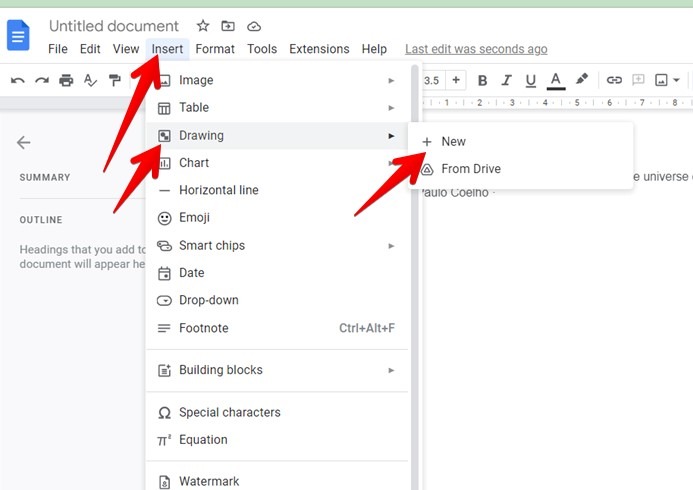 Google Docs Drawing Add