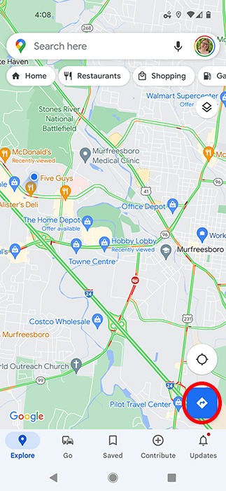 Google Maps Traffic Directions Mobile