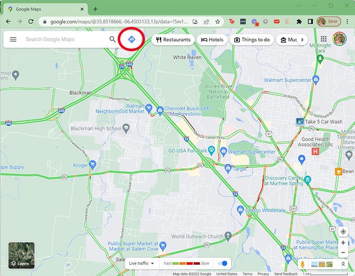 Google Maps Traffic Home Screen